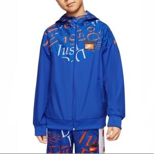 Nike Windbreaker Fun Logo Print Blue Orange and White